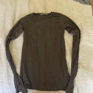 Velvet long sleeved grey top